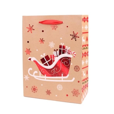 Offsetdruck-Pappgeschenk sackt Muster des Weihnachten120-300gsm mit Griffen ein